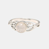 8mm Natural Moonstone  Women Rings Real 925 Sterling Silver Victorian Style Solitaire Ring