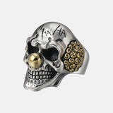 Sterling Silver 925 Clown Rings for Men Punk Skull Ring Personalized Gold Color Men Jewelry