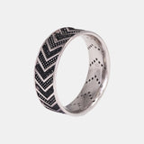 925 Sterling Silver Rings for Men and Women CZ Paved Setting Geometrical Tire Pattern Wedding Band