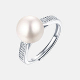 Modern Design 925 Sterling Silver Women Rings Fine Jewelry Natural Freshwater Pearl Round Shape Decorated With Moissanite Stone