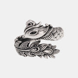 925 Sterling Silver Dragon and Phoenix Rings Adjustable Opening Size 6-11 Vintage Lucky Couple Jewelry