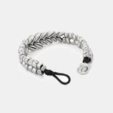 Original Design 999 Sterling Silver Women and Men Wheat ears Beaded Braided Bracelet Fashion Cowhide Rope Jewelry Accessories