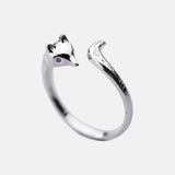 925 Sterling Silver Small Cute Fox Ring for Women Girls Adjustable Opening Wedding Ring Fine Jewelry