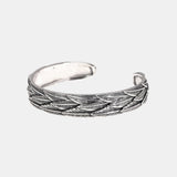 Genuine Pure 925 Sterling Silver Cuff Bangle Feather Bracelet for Men and Women Retro Solid Indian Jewelry