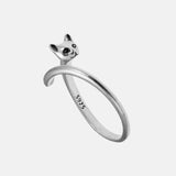 Cute Cat Matte Open Adjustable Silver Ring for Women 925 Sterling Silver Ring Designer Creative Jewelry