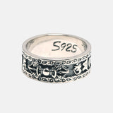 S925 Silver Vintage Thai Silver Ring Wholesale Men and Women Ethnic Style Six-character Mantra Vajra Ring