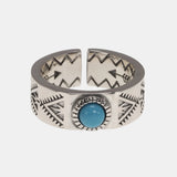 Retro S925 Sterling Silver Inlaid Turquoise Ring Indian Style Simple Adjustable Fine Jewelry for Men and Women