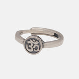 Real 925 Sterling Silver Mantra OM Ring for Men and Women Matte & Polished Opening Type Resizable Buddhism Jewelry