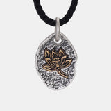 Vintage Tibetan 925 Sterling Silver Inlaid Copper Lotus Pendant Necklace for Men and Women's Jewelry Accessories