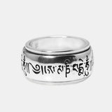 Real 990 Sterling Silver Mantra Rings Rotatable Shifting Lucky Tibetan Six Words Om Mani Padme Hum Buddha Ring For Men And Women