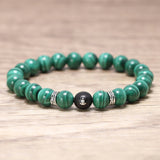 Natural Malachite Beads Bracelet Lotus Meditation Sandalwood Bead 925 Sterling Silver Accessories Jewelry for Men and Women