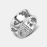 Real 999 Pure Silver Buddhist Mantra Rings for Men and Women Prajnaparamita Hrdaya Sutra Adjustable Religion Jewellery