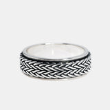 925 Sterling Silver Rotatable Rings For Men And Women Simple Hemp Rope Type Spinner Rings Vintage Thai Silver Mens Jewelry