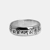 925 Sterling Silver Six Words Om Mani Padme Hum Rings For Couple Lovers Tibetan Shurangama Mantra Rings Buddhism Jewelry