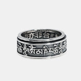 Real 925 Sterling Silver Vintage Rings For Men Rotatable Tibetan Six Words Mantra Rings Om Mani Padme Hum Buddhist Jewelry