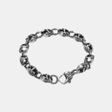 Real 925 Sterling Silver Skull Chain Bracelet for Men and Women Gothic Domineering Street Rock Jewelry Gift