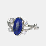 Real Pure 925 Sterling Silver Elena Rings for Women Natural Lapis Stone Vampire Diary Fine Jewelry Best Gift