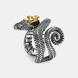 925 Sterling Silver Horned Snake Ring for Man Woman Aesthetic Punk Viking Myth Snake Dragon Open Cool Trend 2023 New Gift Jewely