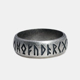 Viking Rune Band Ring Sterling Silver 925 Elder Futhark Nordic Celtic Wedding Norse Scandinavian Jewelry Gift for Men and Women