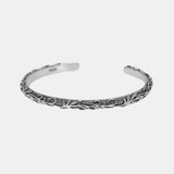 S925 Sterling Silver Bracelets Bangles for Men and Women Retro Vine Flowers Embossed Vintage Elegant Jewelry