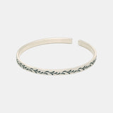 Sterling Silver 990 Bangle with Ripe Wheat Pattern Vintage Cuff Bracelet Bangles for Women Ladies Gift