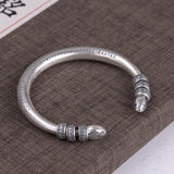 990 Sterling Silver Tibetan Six Words Mantra Bangle for Men and Women Buddhist Heart Sutra Cuff Bracelet Good Luck Jewelry