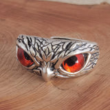 Real 925 Sterling Silver Demon Eye Owl Ring For Women Girl Lovers Retro Animal Open Adjustable Ring Statement Ring Jewelry Gift