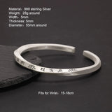 999 Silver Bracelet Simple Cuff Bangle For Men and Women Twisted Adjustable Six Words Buddhist Brand Jewelry