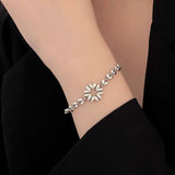 Jewelry Set 925 Sterling Silver Wheat Ear Flower Chain Bracelet Necklace for Women Adjustable Length Gift