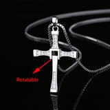 Fast and Furious Cross Pendant Necklace for Men S925 Sterling Silver Inlaid Zircon Rotatable Fashion Punk Rock Style