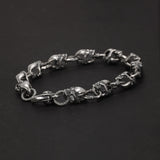 Real 925 Sterling Silver Skull Chain Bracelet for Men and Women Gothic Domineering Street Rock Jewelry Gift