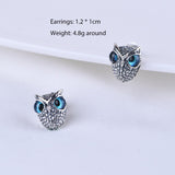 Real 925 Sterling Silver Demon Eye Owl Ring For Women Girl Lovers Retro Animal Open Adjustable Ring Statement Ring Jewelry Gift