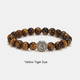 8mm Natural Stone Beads Bracelet for Men and women with 925 Sterling Silver Sanskrit Charm Six Words Vajra Healing Jewelry