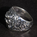 Solid 925 Sterling Silver Mens Lion Ring Vintage Steampunk Retro Biker Rings For Men Trees Deers Engraved Male Jewelry