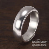 Genuine Sterling Silver 999 Hammer Pattern Men's and Women's Rings Six-Character Mantra Simple Jewelry