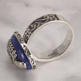 The Vampire Diaries Rings Real 925 Sterling Silver Damon Salvatore Ring Men's With Lapis Lazuli Natural Stone Customized Jewelry