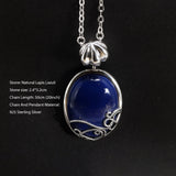 925 Sterling Silver The Vampire Diaries Katherine Daylight Pendant Necklace Ladies Natural Lapis Lazuli Stone Fan Fine Jewelry