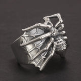 S925 Sterling Silver Animal Spider Ring Retro Punk Exaggerated Wide Men's Rock Adjustable Biker Band Fine Jewelry Gift