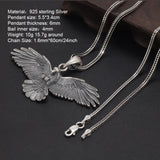 Authentic 925 Sterling Silver Eagle Pendant for Men and Women Retro Punk Style Necklace Hip Hop Animal Jewelry Gift