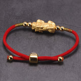 Lucky Red Rope Bracelets 999 Sterling Silver Pixiu Gold Color Tibetan Buddhist Knots Adjustable Charm Bracelet For Women Men