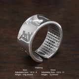 Real 999 Pure Silver Buddhist Mantra Rings for Men and Women Prajnaparamita Hrdaya Sutra Adjustable Religion Jewellery