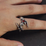 Solid 925 Sterling Silver Jewelry Mens Ring With Garnet Natural Stone Scorpion Male Openning Ring