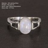 Real 925 Sterling Silver Bella Ring Adjustable Opening Natural Moonstone Vintage Twilight Jewelry