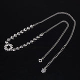 Jewelry Set 925 Sterling Silver Wheat Ear Flower Chain Bracelet Necklace for Women Adjustable Length Gift