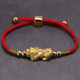 Lucky Red Rope Bracelets 999 Sterling Silver Pixiu Gold Color Tibetan Buddhist Knots Adjustable Charm Bracelet For Women Men