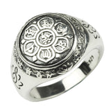 Real Solid 925 Sterling Silver Jewelry Vintage Buddha Six Words' Mantra Rings For Women And Men Bijouterie Fine