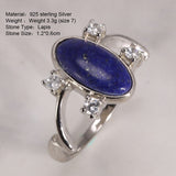 Real Pure 925 Sterling Silver Elena Rings for Women Natural Lapis Stone Vampire Diary Fine Jewelry Best Gift