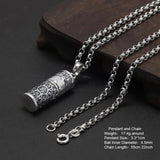 Sterling Silver 999 Vajra Pestle Amulet Charm Om Mani Padme Hum Pendant Necklace Openable Gawu Box Buddhist Jewelry