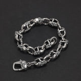 Real 925 Sterling Silver Skull Chain Bracelet for Men and Women Gothic Domineering Street Rock Jewelry Gift