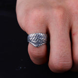 Genuine 925 Sterling Silver Biker Rings For Men And Women Vintage Thai Silver Feather Rings Resizable Punk Jewelry